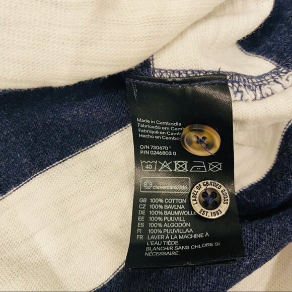 H&M Navy Blue & White Striped Nautical Sweatshirt Elbow Patches Crest Sz S - Picture 13 of 15